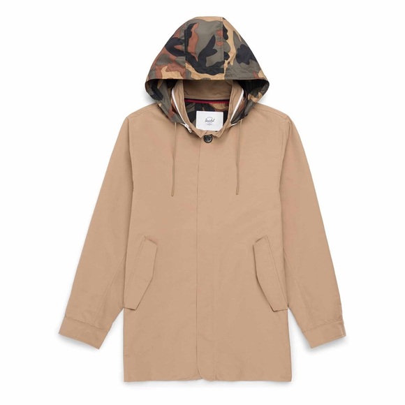 Herschel Men’s Tan Stowaway Mac Shell Windbreaker Jacket Coat - Picture 14 of 16